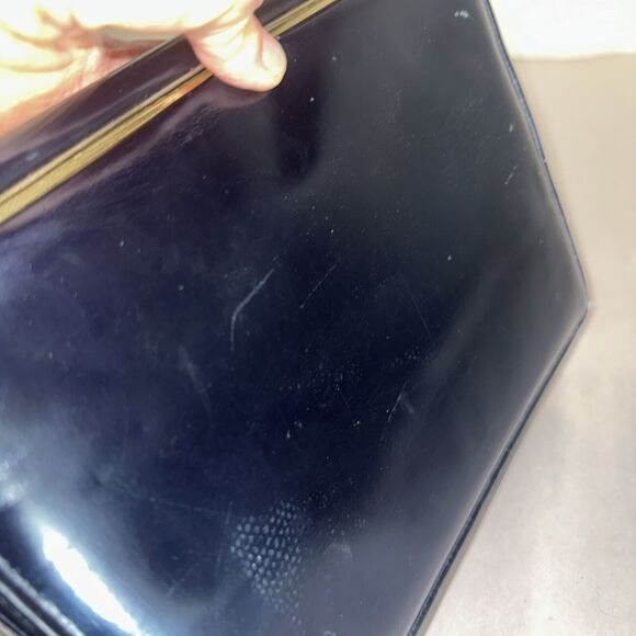 Vintage 40s/50s Leon of California Clutch Handbag Mixed Faux Patent/suede Navy - Picture 8 of 11